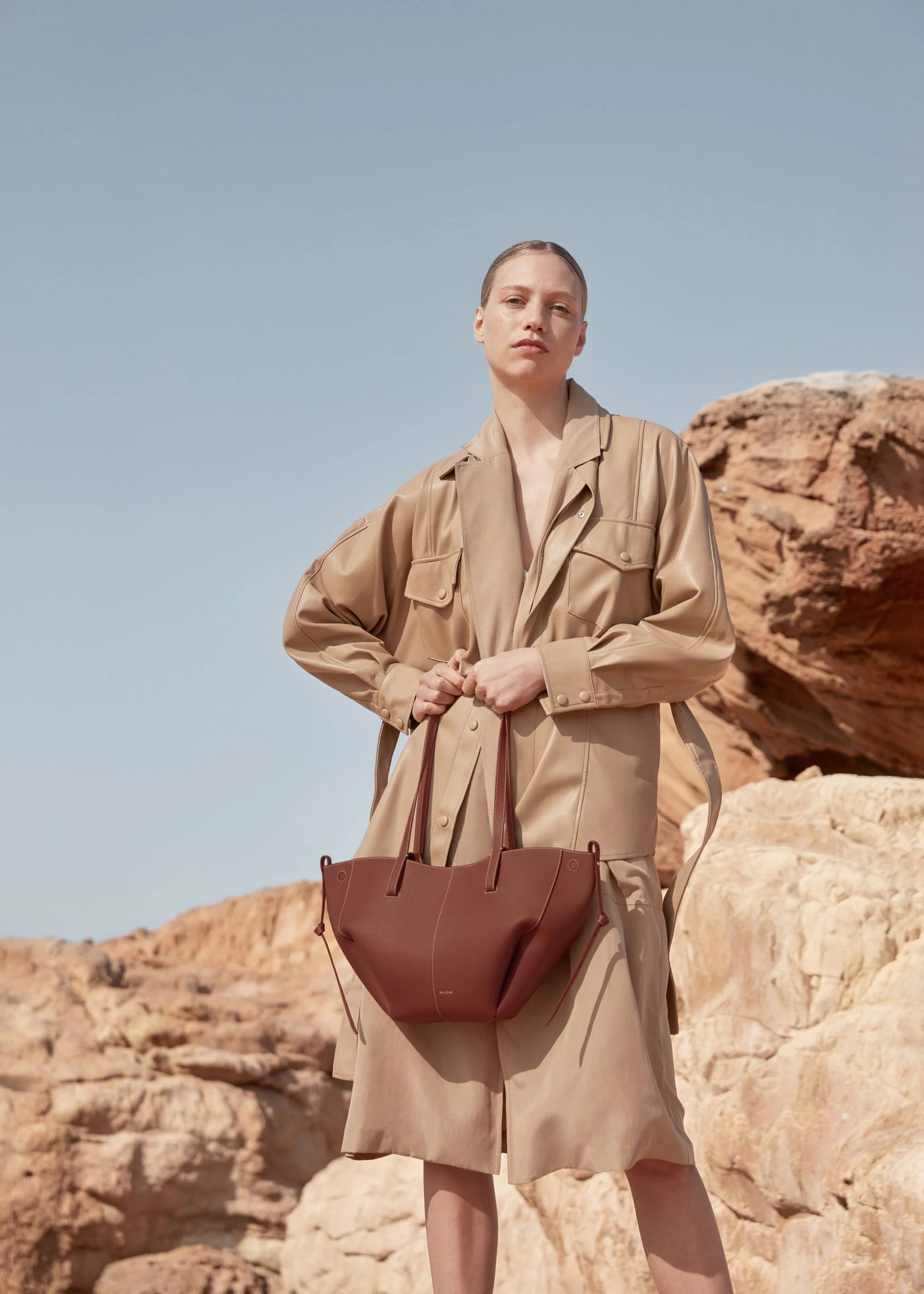 Polène Cyme Mini Cognac Grained Edition